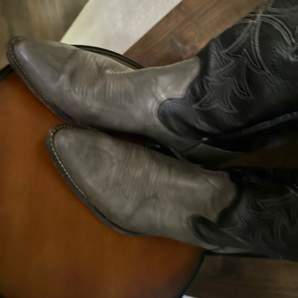 Men's Black and Gray Western Cowboy Boots Texas Brand - Picture 5 of 10